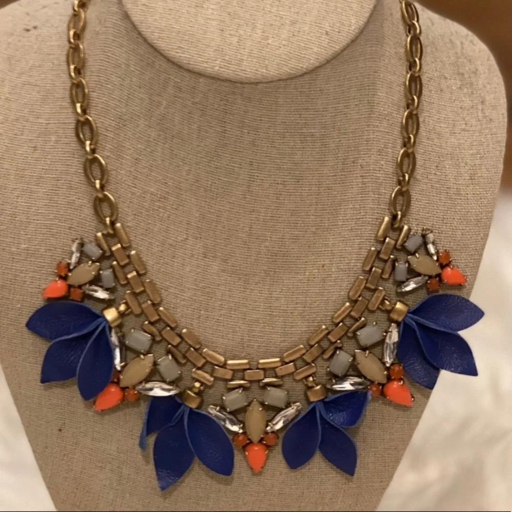 Stella & Dot | Gorgeous GOLD Cobalt Blue & Bright Orange Leather Melia N… - Picture 7 of 8